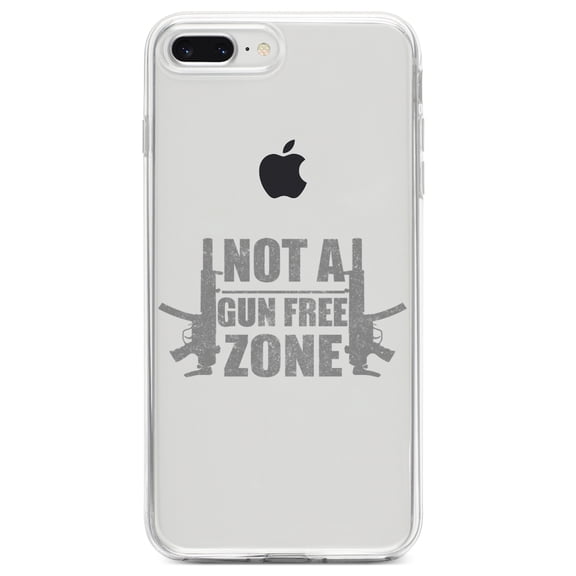 DistinctInk Clear Shockproof Hybrid Case for iPhone 7 PLUS / 8 PLUS (5.5" Screen) TPU Bumper Acrylic Back Tempered Glass Screen Protector - Not a Gun Free Zone