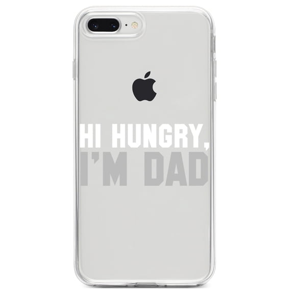 DistinctInk Clear Shockproof Hybrid Case for iPhone 7 PLUS / 8 PLUS (5.5" Screen) TPU Bumper Acrylic Back Tempered Glass Screen Protector - Hi Hungry, I'm Dad