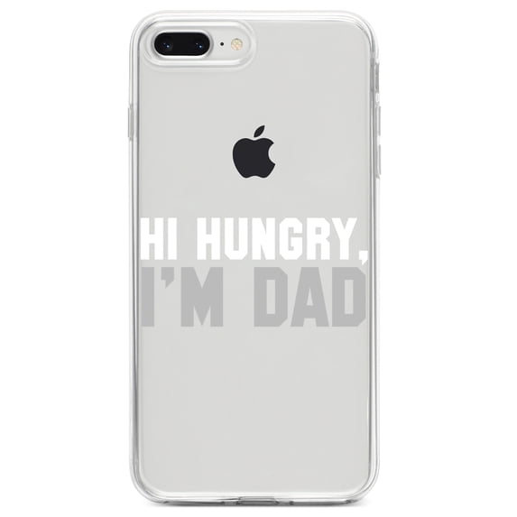 DistinctInk Clear Shockproof Hybrid Case for iPhone 7 PLUS / 8 PLUS (5.5" Screen) TPU Bumper Acrylic Back Tempered Glass Screen Protector - Hi Hungry, I'm Dad
