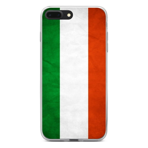 DistinctInk Clear Shockproof Hybrid Case for iPhone 7 PLUS / 8 PLUS (5.5" Screen) - TPU Bumper, Acrylic Back, Tempered Glass Screen Protector - Hungary Old Flag