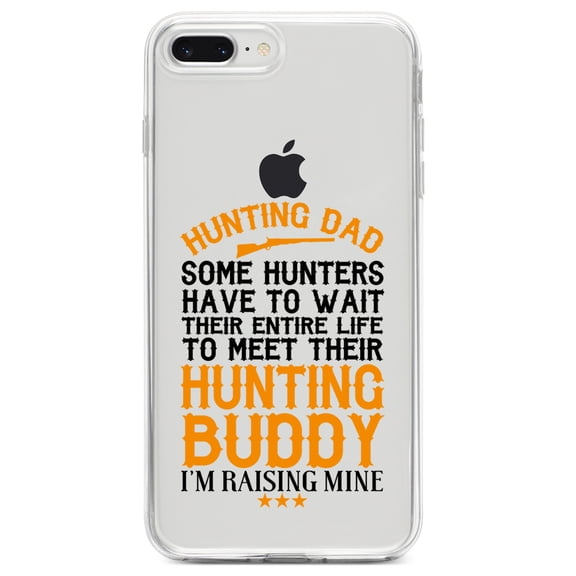DistinctInk Clear Shockproof Hybrid Case for iPhone 7 PLUS / 8 PLUS (5.5" Screen) TPU Bumper Acrylic Back Tempered Glass Screen Protector - Hunting Dad - Raising My Hunting Buddy