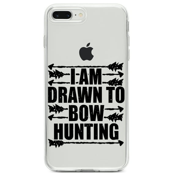DistinctInk Clear Shockproof Hybrid Case for iPhone 7 PLUS / 8 PLUS (5.5" Screen) TPU Bumper Acrylic Back Tempered Glass Screen Protector - I Am Drawn to Bow Hunting