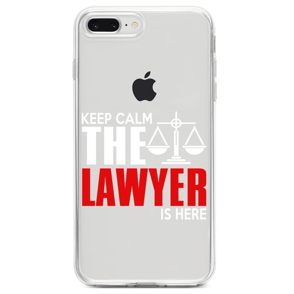 DistinctInk Clear Shockproof Hybrid Case for iPhone 7 PLUS / 8 PLUS (5.5" Screen) TPU Bumper Acrylic Back Tempered Glass Screen Protector - Keep Calm The Lawyer Is Here