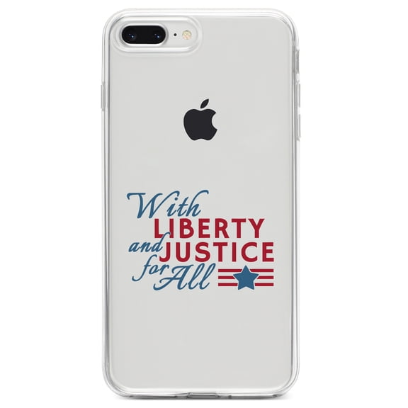 DistinctInk Clear Shockproof Hybrid Case for iPhone 7 PLUS / 8 PLUS (5.5" Screen) TPU Bumper Acrylic Back Tempered Glass Screen Protector - With Liberty and Justice For All