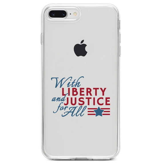 DistinctInk Clear Shockproof Hybrid Case for iPhone 7 PLUS / 8 PLUS (5.5" Screen) TPU Bumper Acrylic Back Tempered Glass Screen Protector - With Liberty and Justice For All