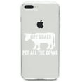 thumbnail image 1 of DistinctInk Clear Shockproof Hybrid Case for iPhone 7 PLUS / 8 PLUS (5.5" Screen) TPU Bumper Acrylic Back Tempered Glass Screen Protector - Life Goals, Pet All The Cows, 1 of 5