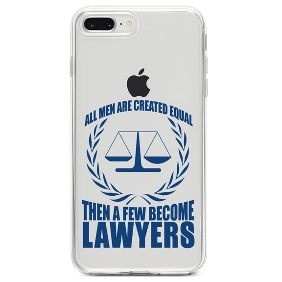 DistinctInk Clear Shockproof Hybrid Case for iPhone 7 PLUS / 8 PLUS (5.5" Screen) TPU Bumper Acrylic Back Tempered Glass Screen Protector - All Men Created Equal A Few Become Lawyers