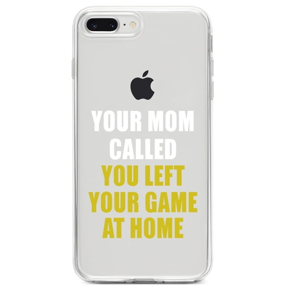 DistinctInk Clear Shockproof Hybrid Case for iPhone 7 PLUS / 8 PLUS (5.5" Screen) TPU Bumper Acrylic Back Tempered Glass Screen Protector - Your Mom Called You Left Your Game at Home