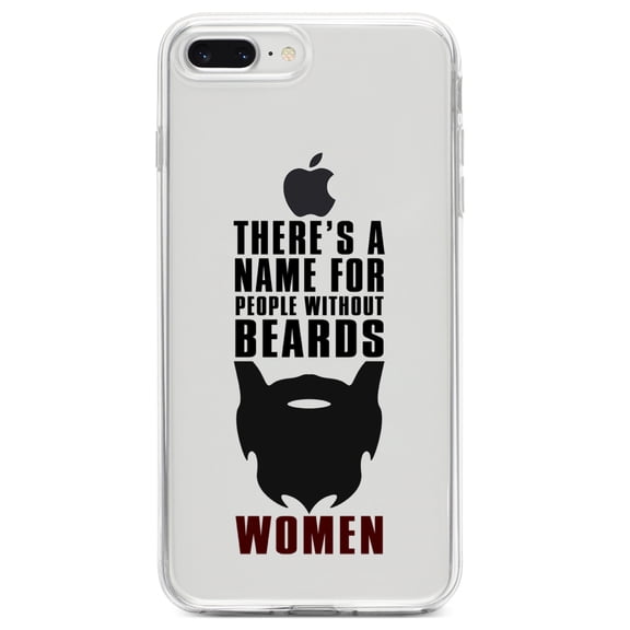 DistinctInk Clear Shockproof Hybrid Case for iPhone 7 PLUS / 8 PLUS (5.5" Screen) TPU Bumper Acrylic Back Tempered Glass Screen Protector - Name For People Without Beards: Women