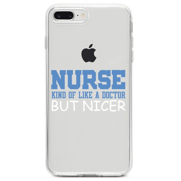 DistinctInk Clear Shockproof Hybrid Case for iPhone 7 PLUS / 8 PLUS (5.5" Screen) TPU Bumper Acrylic Back Tempered Glass Screen Protector - Nurse Kind of Like Doctor but Nicer