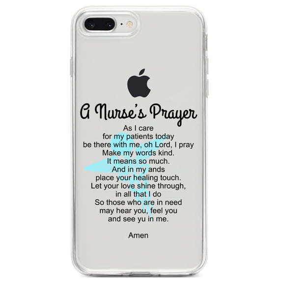 DistinctInk Clear Shockproof Hybrid Case for iPhone 7 PLUS / 8 PLUS (5.5" Screen) TPU Bumper Acrylic Back Tempered Glass Screen Protector - A Nurse's Prayer
