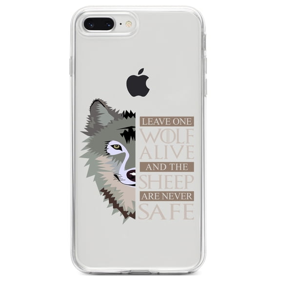 DistinctInk Clear Shockproof Hybrid Case for iPhone 7 PLUS / 8 PLUS (5.5" Screen) TPU Bumper Acrylic Back Tempered Glass Screen Protector - One Wolf Alive, Sheep Never Safe