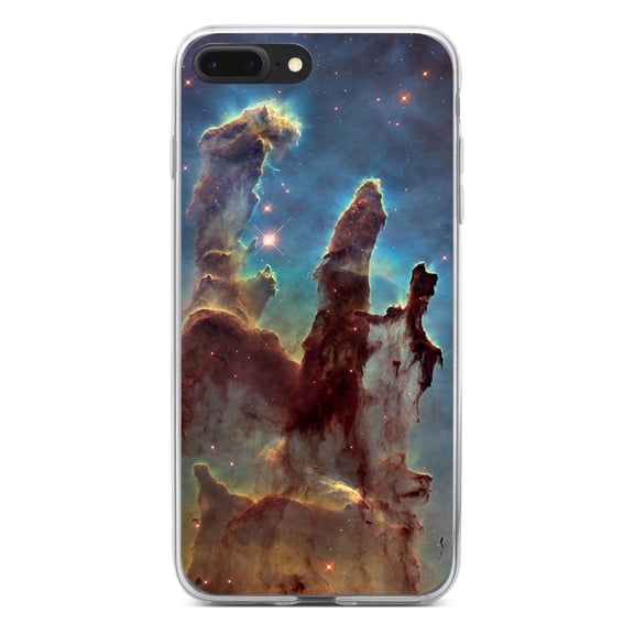 DistinctInk Clear Shockproof Hybrid Case for iPhone 7 PLUS / 8 PLUS (5.5" Screen) - TPU Bumper, Acrylic Back, Tempered Glass Screen Protector - Pillars of Creation - Love of Astronomy