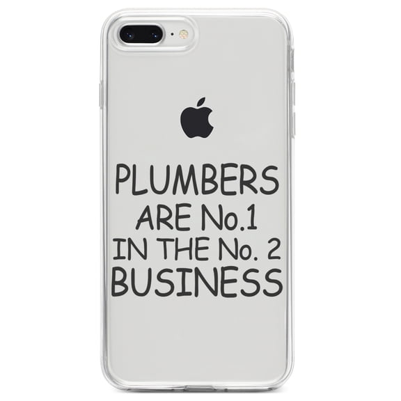 DistinctInk Clear Shockproof Hybrid Case for iPhone 7 PLUS / 8 PLUS (5.5" Screen) TPU Bumper Acrylic Back Tempered Glass Screen Protector - Plumbers #1 in the #2 Business