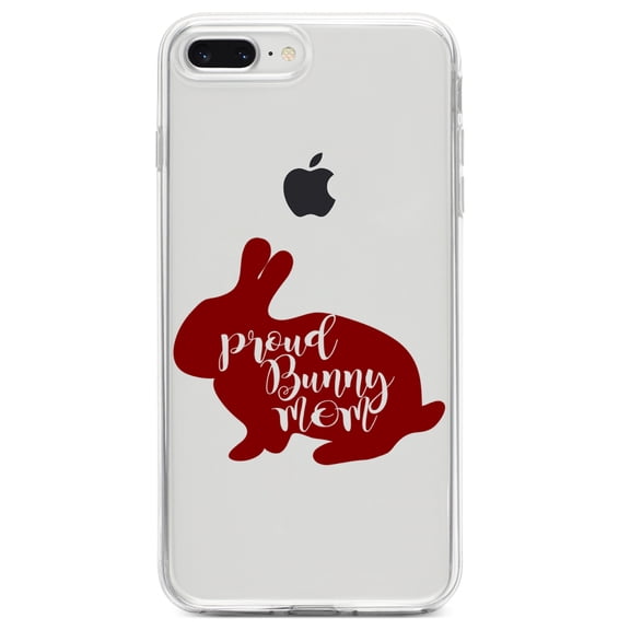 DistinctInk Clear Shockproof Hybrid Case for iPhone 7 PLUS / 8 PLUS (5.5" Screen) TPU Bumper Acrylic Back Tempered Glass Screen Protector - Proud Bunny Mom - Rabbit