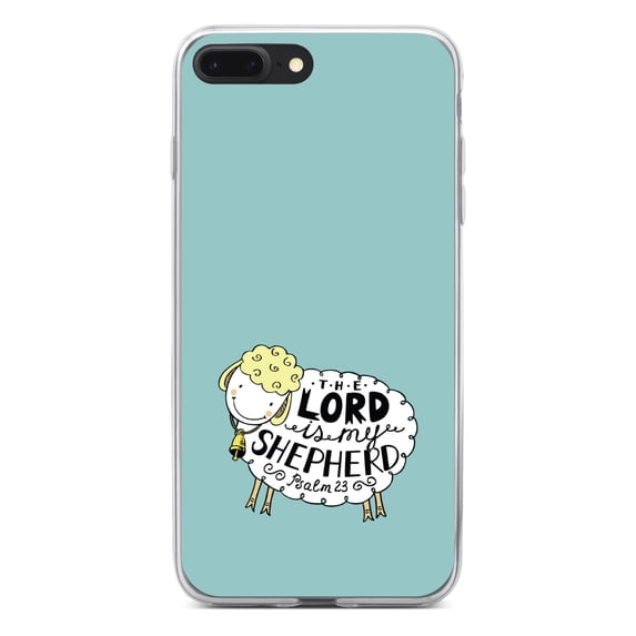 DistinctInk Clear Shockproof Hybrid Case for iPhone 7 PLUS / 8 PLUS (5.5" Screen) - TPU Bumper, Acrylic Back, Tempered Glass Screen Protector - Psalm 23 - The Lord is My Shepherd