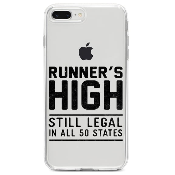 DistinctInk Clear Shockproof Hybrid Case for iPhone 7 PLUS / 8 PLUS (5.5" Screen) TPU Bumper Acrylic Back Tempered Glass Screen Protector - Runner's High Still Legal in All 50 States