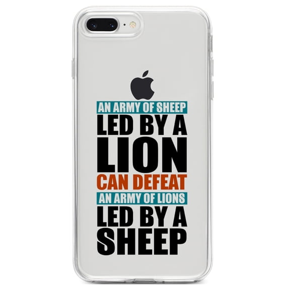 DistinctInk Clear Shockproof Hybrid Case for iPhone 7 PLUS / 8 PLUS (5.5" Screen) TPU Bumper Acrylic Back Tempered Glass Screen Protector - Sheep Led By Lion Defeat Lions Led By Sheep