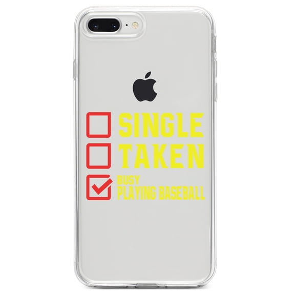 DistinctInk Clear Shockproof Hybrid Case for iPhone 7 PLUS / 8 PLUS (5.5" Screen) TPU Bumper Acrylic Back Tempered Glass Screen Protector - Single Taken Busy Playing Baseball