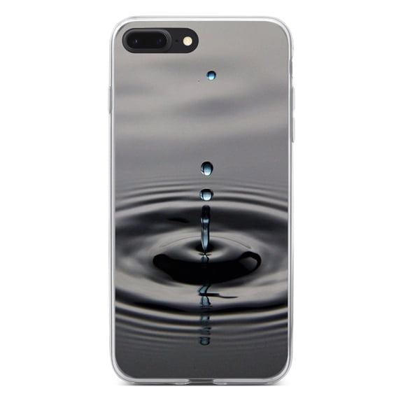 DistinctInk Clear Shockproof Hybrid Case for iPhone 7 PLUS / 8 PLUS (5.5" Screen) - TPU Bumper, Acrylic Back, Tempered Glass Screen Protector - Single Water Droplet