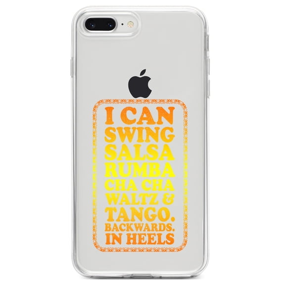DistinctInk Clear Shockproof Hybrid Case for iPhone 7 PLUS / 8 PLUS (5.5" Screen) TPU Bumper Acrylic Back Tempered Glass Screen Protector - Swing Salsa Rumba Cha Cha Waltz in Heels