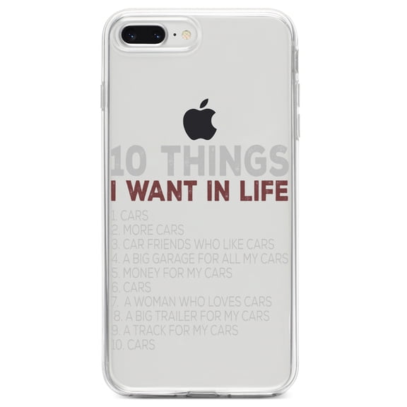 DistinctInk Clear Shockproof Hybrid Case for iPhone 7 PLUS / 8 PLUS (5.5" Screen) TPU Bumper Acrylic Back Tempered Glass Screen Protector - Things I Want In Life - Cars, Money, Woman
