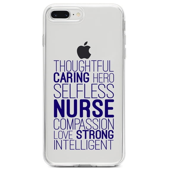 DistinctInk Clear Shockproof Hybrid Case for iPhone 7 PLUS / 8 PLUS (5.5" Screen) TPU Bumper Acrylic Back Tempered Glass Screen Protector - Thoughtful Caring Hero Selfless Nurse
