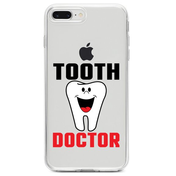 DistinctInk Clear Shockproof Hybrid Case for iPhone 7 PLUS / 8 PLUS (5.5" Screen) TPU Bumper Acrylic Back Tempered Glass Screen Protector - Tooth Doctor Dentist