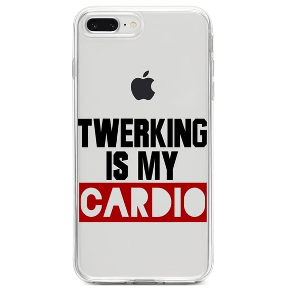 DistinctInk Clear Shockproof Hybrid Case for iPhone 7 PLUS / 8 PLUS (5.5" Screen) TPU Bumper Acrylic Back Tempered Glass Screen Protector - Twerking is My Cardio