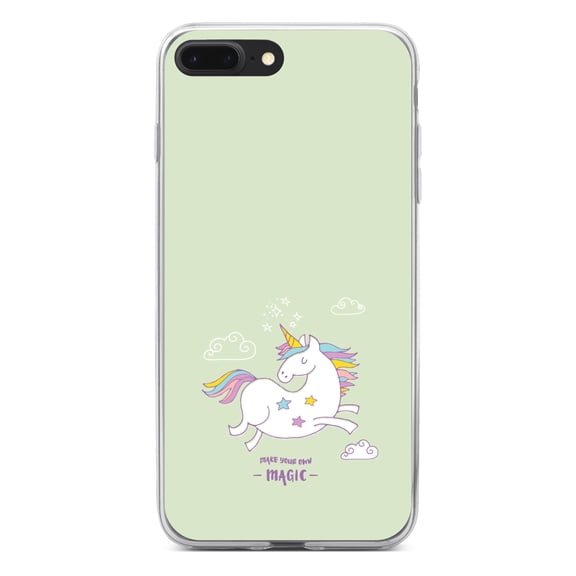 DistinctInk Clear Shockproof Hybrid Case for iPhone 7 PLUS / 8 PLUS (5.5" Screen) - TPU Bumper, Acrylic Back, Tempered Glass Screen Protector - Unicorn - Make Your Own Magic