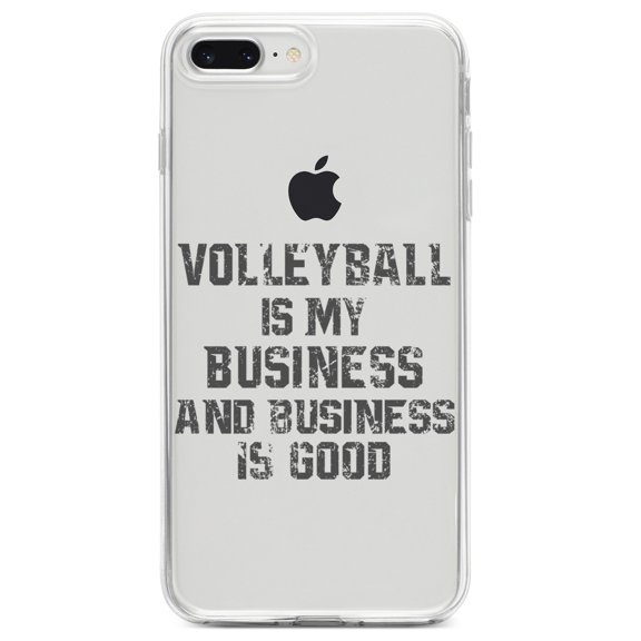 DistinctInk Clear Shockproof Hybrid Case for iPhone 7 PLUS / 8 PLUS (5.5" Screen) TPU Bumper Acrylic Back Tempered Glass Screen Protector - Volleyball is My Business Business Is Good