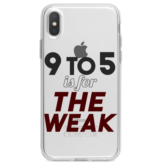 DistinctInk Clear Shockproof Hybrid Case for iPhone X / XS (5.8" Screen) - TPU Bumper Acrylic Back Tempered Glass Screen Protector - 9 to 5 Is For the Weak