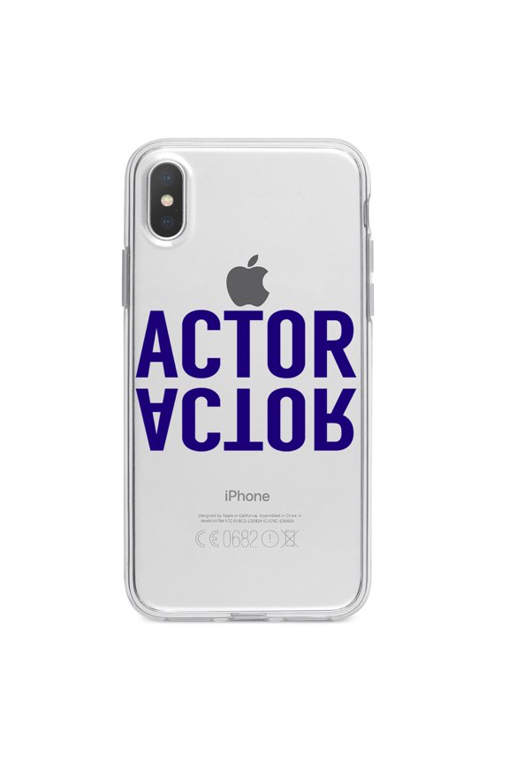 Clear Shockproof Hybrid Case for iPhone X / XS (5.8" Screen) - TPU Bumper Acrylic Back Tempered Glass Screen Protector - Actor (Reflection)