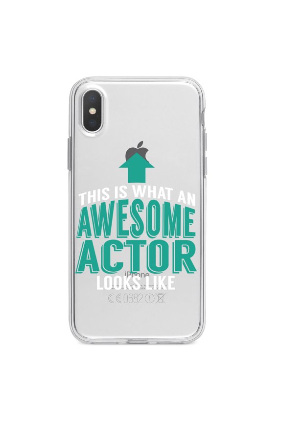 Clear Shockproof Hybrid Case for iPhone X / XS (5.8" Screen) - TPU Bumper Acrylic Back Tempered Glass Screen Protector - This Is What An Awesome Actor Looks Like
