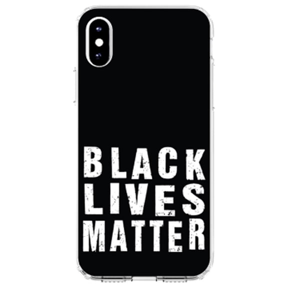 DistinctInk Clear Shockproof Hybrid Case for iPhone X / XS (5.8" Screen) - TPU Bumper, Acrylic Back, Tempered Glass Screen Protector - Black Lives Matter