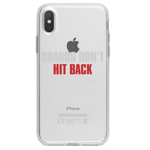 DistinctInk Clear Shockproof Hybrid Case for iPhone X / XS (5.8" Screen) - TPU Bumper Acrylic Back Tempered Glass Screen Protector - Boards Don't Hit Back
