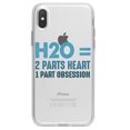 thumbnail image 1 of DistinctInk Clear Shockproof Hybrid Case for iPhone X / XS (5.8" Screen) - TPU Bumper Acrylic Back Tempered Glass Screen Protector - H20 = 2 Parts Heart 1 Part Obsession, 1 of 5