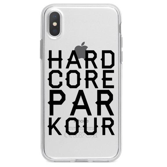 DistinctInk Clear Shockproof Hybrid Case for iPhone X / XS (5.8" Screen) - TPU Bumper Acrylic Back Tempered Glass Screen Protector - Hard Core Parkour