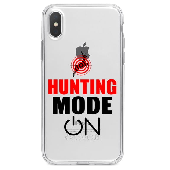 DistinctInk Clear Shockproof Hybrid Case for iPhone X / XS (5.8" Screen) - TPU Bumper Acrylic Back Tempered Glass Screen Protector - Hunting Mode - ON