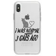 thumbnail image 1 of DistinctInk Clear Shockproof Hybrid Case for iPhone X / XS (5.8" Screen) - TPU Bumper Acrylic Back Tempered Glass Screen Protector - I Was Normal 3 Cats Ago, 1 of 5