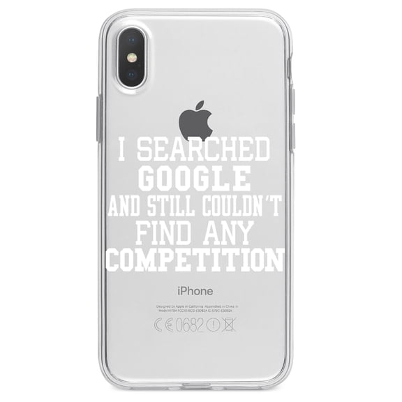 DistinctInk Clear Shockproof Hybrid Case for iPhone X / XS (5.8" Screen) - TPU Bumper Acrylic Back Tempered Glass Screen Protector - I Searched and Couldn't Find Competition