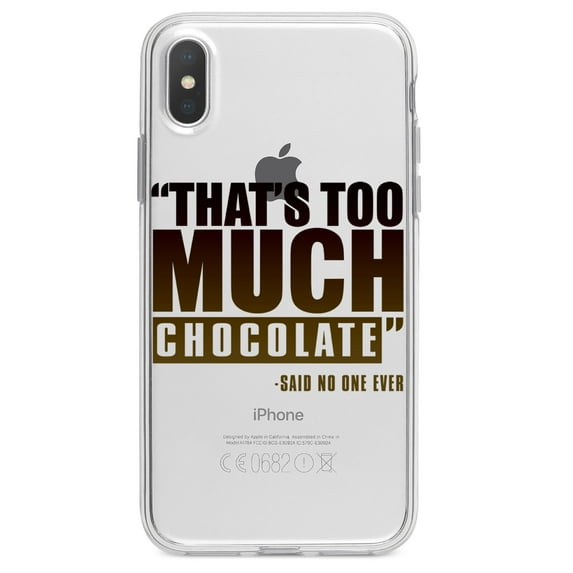 DistinctInk Clear Shockproof Hybrid Case for iPhone X / XS (5.8" Screen) - TPU Bumper Acrylic Back Tempered Glass Screen Protector - That's Too Much Chocolate Said no One Ever