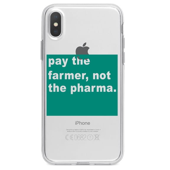 DistinctInk Clear Shockproof Hybrid Case for iPhone X / XS (5.8" Screen) - TPU Bumper Acrylic Back Tempered Glass Screen Protector - Pay the Farmer, Not the Pharma.