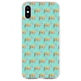 thumbnail image 1 of DistinctInk Clear Shockproof Hybrid Case for iPhone X / XS (5.8" Screen) - TPU Bumper, Acrylic Back, Tempered Glass Screen Protector - Preppy Pattern - Camels on Teal Background, 1 of 5