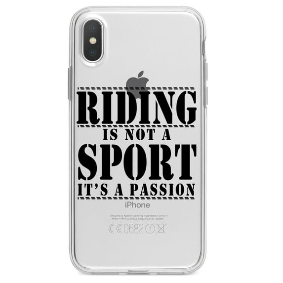 DistinctInk Clear Shockproof Hybrid Case for iPhone X / XS (5.8" Screen) - TPU Bumper Acrylic Back Tempered Glass Screen Protector - Riding is A Passion - horses