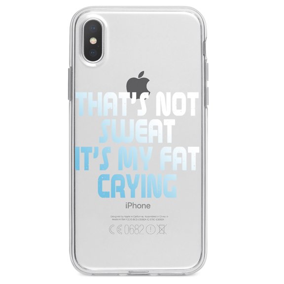 DistinctInk Clear Shockproof Hybrid Case for iPhone X / XS (5.8" Screen) - TPU Bumper Acrylic Back Tempered Glass Screen Protector - That's Not Sweat It's My Fat Crying