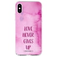 thumbnail image 1 of DistinctInk Clear Shockproof Hybrid Case for iPhone XR (6.1" Screen) - TPU Bumper, Acrylic Back, Tempered Glass Screen Protector - 1 Corinthians 13 - Love Never Gives Up - Show Your Love of Christ, 1 of 5