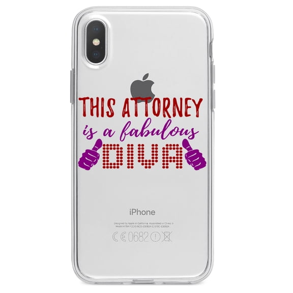 DistinctInk Clear Shockproof Hybrid Case for iPhone XR (6.1" Screen) - TPU Bumper Acrylic Back Tempered Glass Screen Protector - This Attorney is a Fabulous Diva