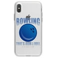 thumbnail image 1 of DistinctInk Clear Shockproof Hybrid Case for iPhone XR (6.1" Screen) - TPU Bumper Acrylic Back Tempered Glass Screen Protector - Bowling That's How I Roll, 1 of 5