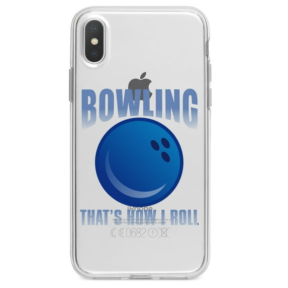 DistinctInk Clear Shockproof Hybrid Case for iPhone XR (6.1" Screen) - TPU Bumper Acrylic Back Tempered Glass Screen Protector - Bowling That's How I Roll